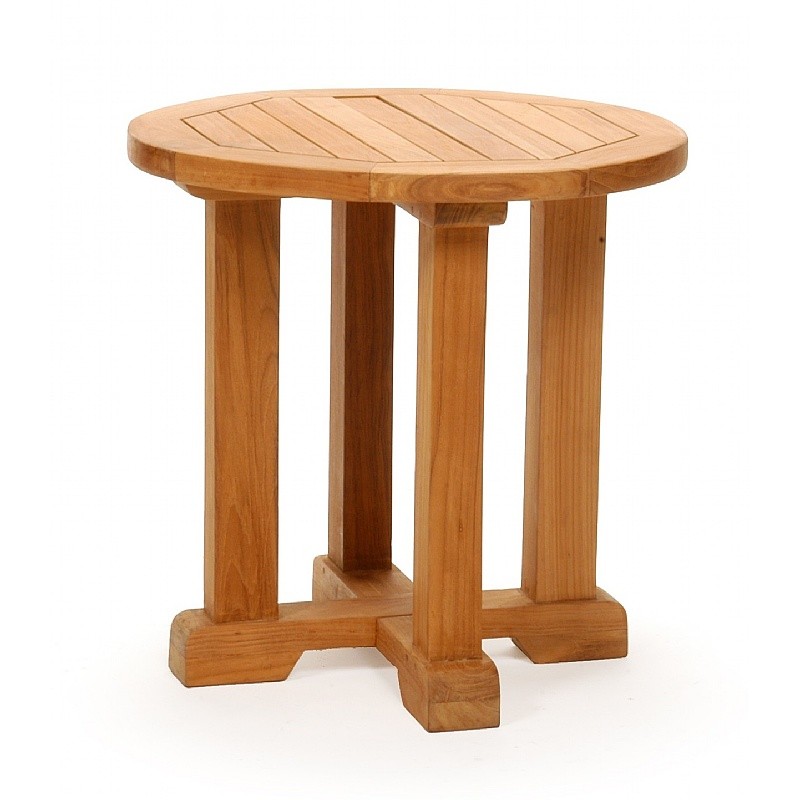 Modern Teak Patio Club Side Table Round 24 inch