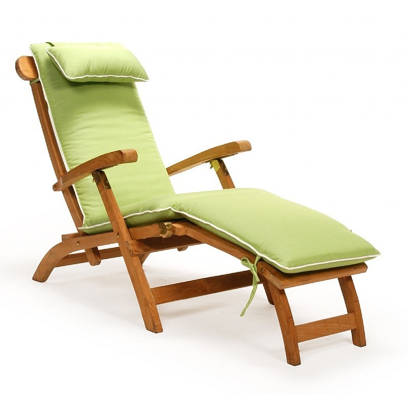 Modern Teak Patio Steamer Chaise Lounge