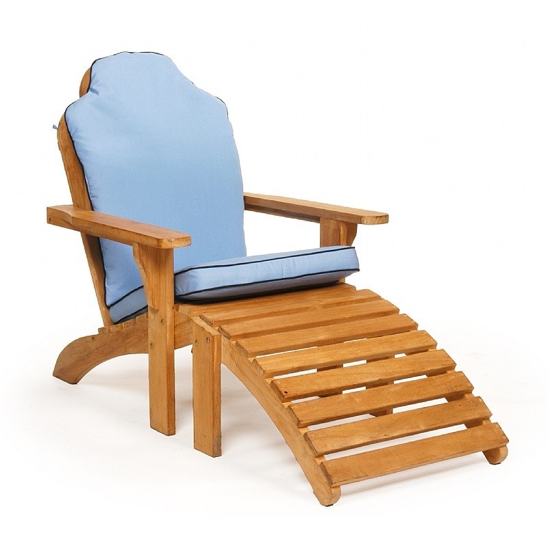 Modern Teak Patio Adirondack Chair with Ottoman