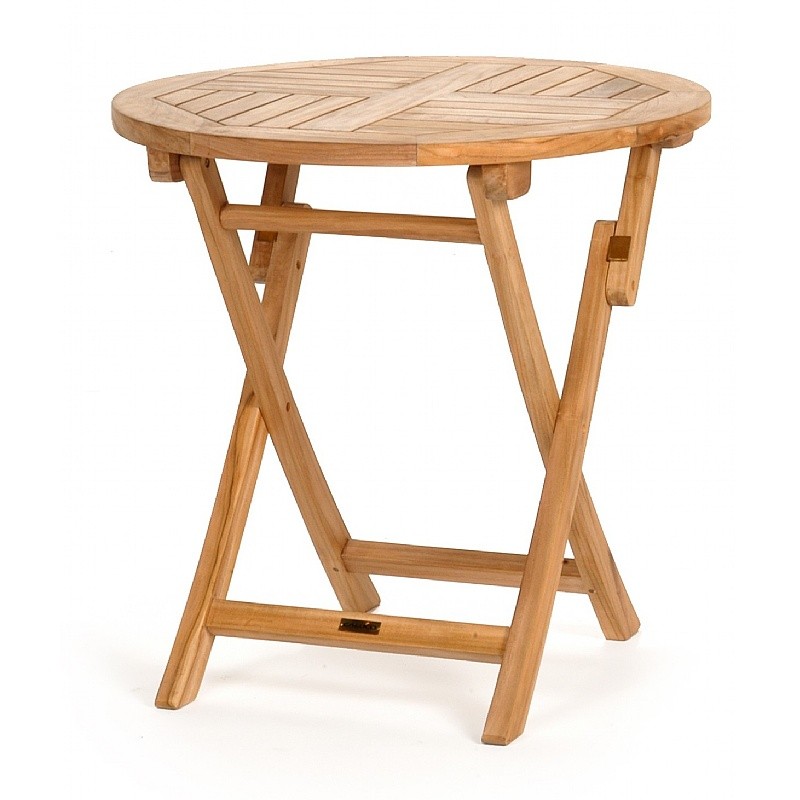 Modern Teak Round Folding Bistro Table 30 inch
