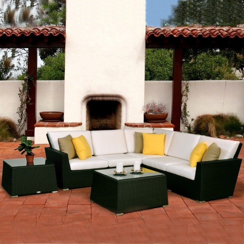 Maxime Wicker Deep Club Sectional Set 7 Piece
