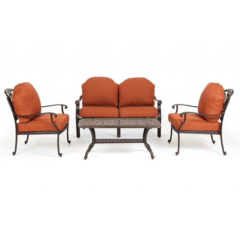 Florence Cast Aluminum Outdoor Deep Seating Group 4 Piece