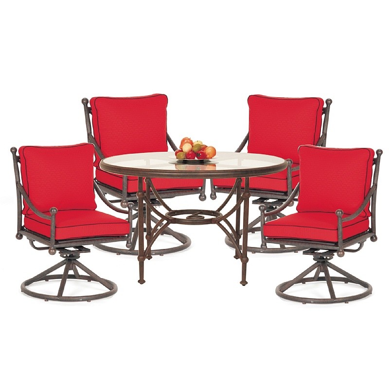 Origin Cast Aluminum Patio Dining Group Round Swivel 5 pc.
