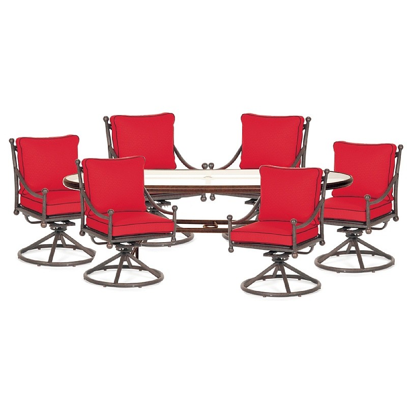 Origin Cast Aluminum Patio Dining Group Oval Swivel 7 pc.