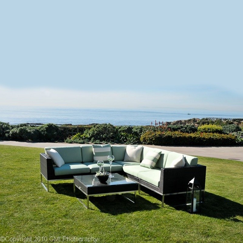 Mirabella Modern Outdoor Wicker Club Sectional Set 6 piece