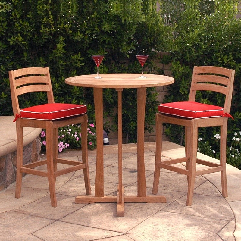 Modern Teak Patio Bar Set 3 Piece