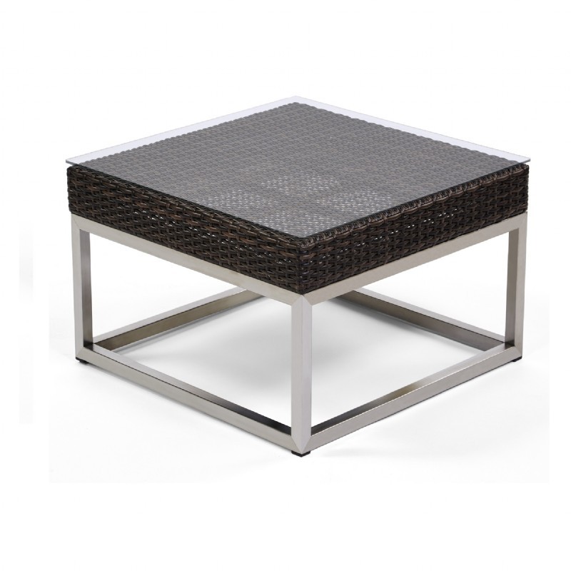 Outdoor Furniture: Outdoor Wicker: Mirabella Modern Wicker Club End Table 24 inches