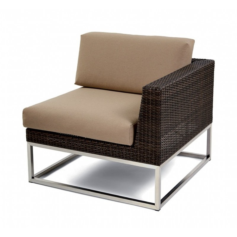 Outdoor Furniture: Sectional Outdoor Furniture: Mirabella Modern Wicker Club Sectional Left Module