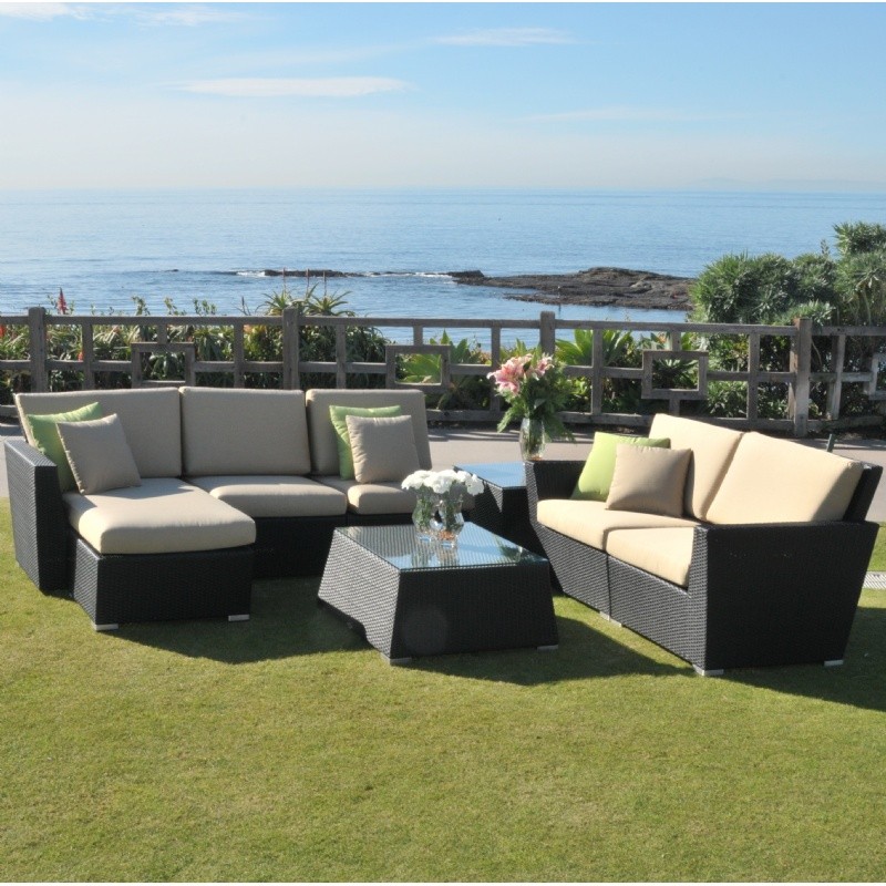 Outdoor Furniture: Outdoor Deep Seating Sets: Maxime Wicker Club Sectional Set 7 Piece with Chaise