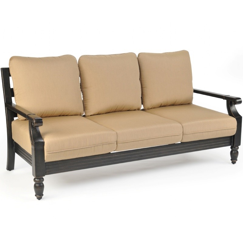Outdoor Furniture: Cast Aluminum: Novara Cast Aluminum Patio Sofa Three Seater