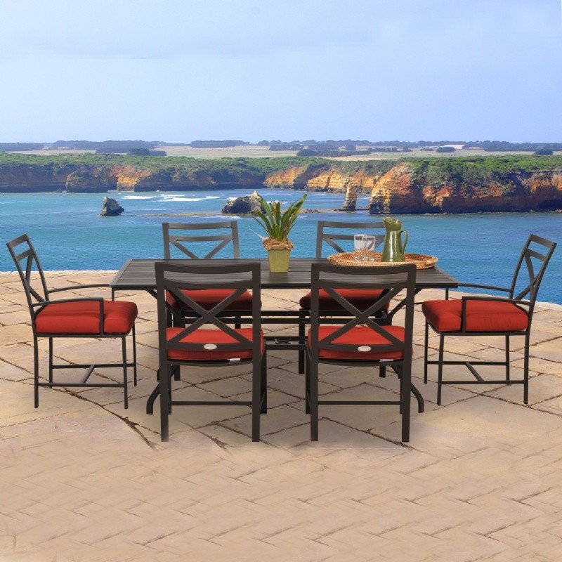 San Michelle Cast Aluminum Patio Dining Set 7 Piece : Outdoor Patio Dining Sets
