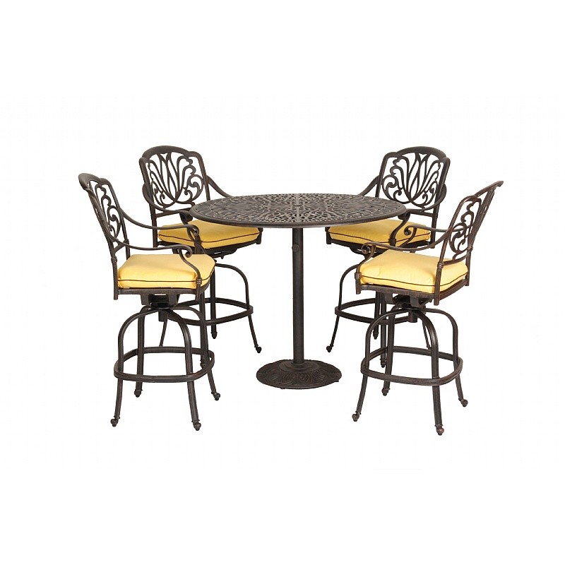 Outdoor Furniture: Outdoor Patio Dining Sets: Florence Cast Aluminum Outdoor Swivel Bar Set 5 piece