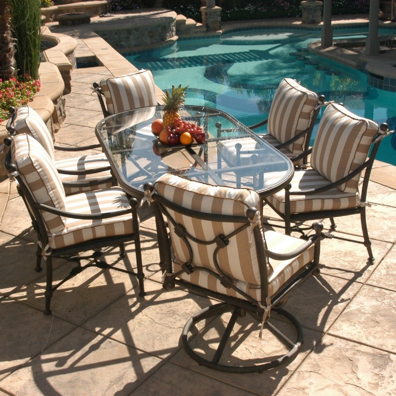 Outdoor Furniture: Caluco: Origin Collection: Origin Cast Aluminum Patio Dining Group Oval 4/2 Swivel 7 pc.