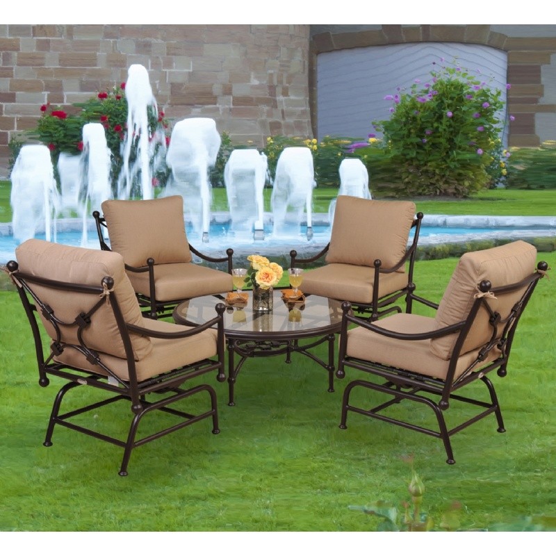 Origin Cast Aluminum Patio Rocker Seating Group 5 pcs : Outdoor Deep Seating Sets