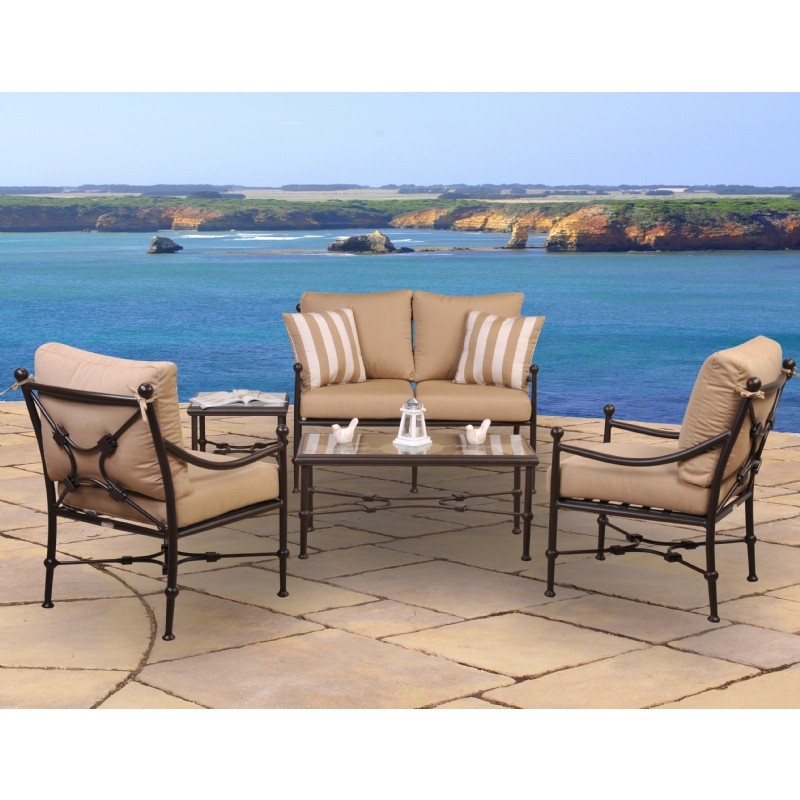 Outdoor Furniture: Outdoor Deep Seating Sets: Origin Cast Aluminum Patio Club Seating Group Rectangle 5 pcs