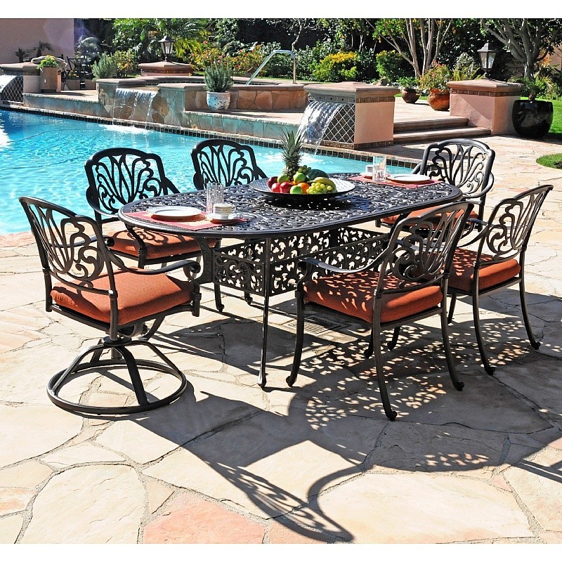 Outdoor Furniture: Outdoor Patio Dining Sets: Florence Cast Aluminum Outdoor Dining Set 7 piece Swivel