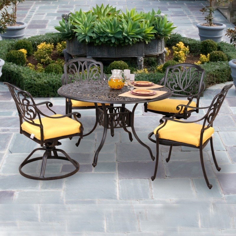 Florence Cast Aluminum Outdoor Dining Set 2/2 Swivel 5 Piece Florence Cast Aluminum Outdoor Dining Set 2/2 Swivel 5 Piece