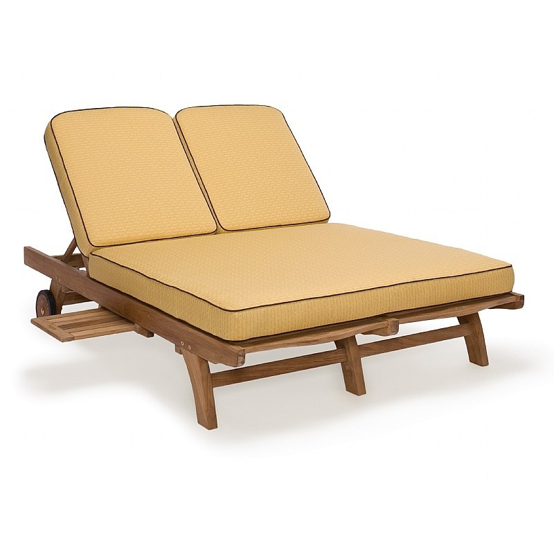 Modern Teak Patio Chaise Lounge Double