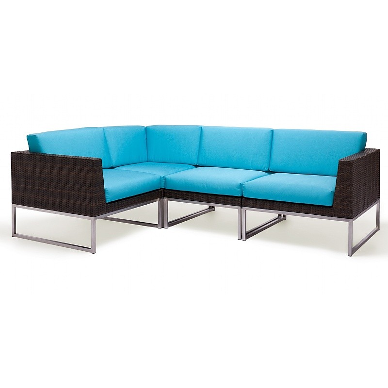 Mirabella Modern Wicker Club Sectional Seating Set 4 piece