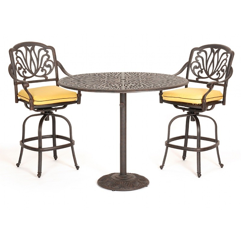 Florence Cast Aluminum Outdoor Swivel Bar Set 3 piece