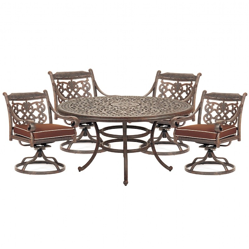 Victoria Cast Aluminum Garden Dining Set Swivel 5 pcs