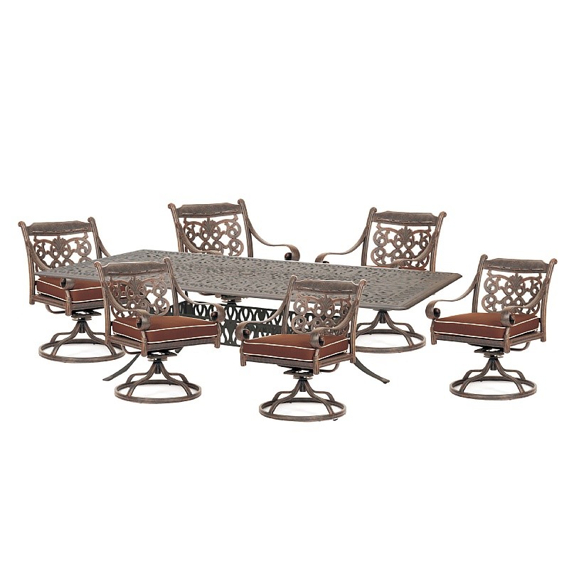 Victoria Cast Aluminum Garden Dining Set Swivel 7 pcs