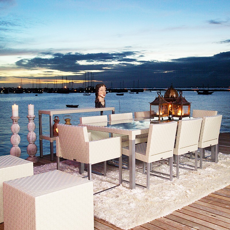 Cube Contemporary Outdoor Dining Set 9 piece