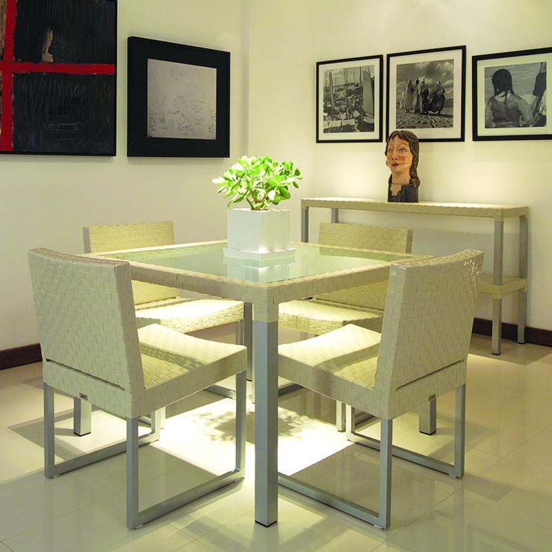 Cube Contemporary Outdoor Dining Set Square 5 piece