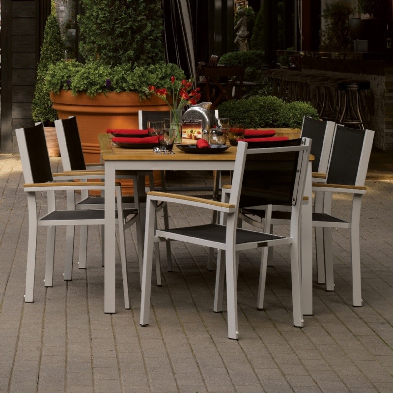 Travira Aluminum Outdoor Dining Set 7 piece Black Slings