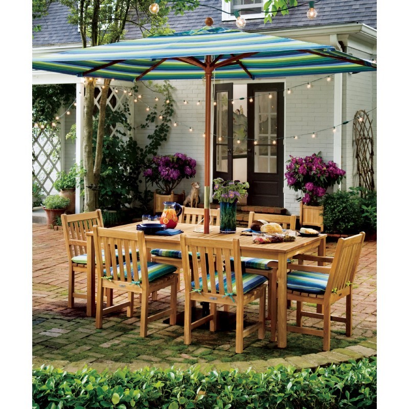 Wood Pole Rectangle Market Umbrella 10 Feet Shade alternative photo #0