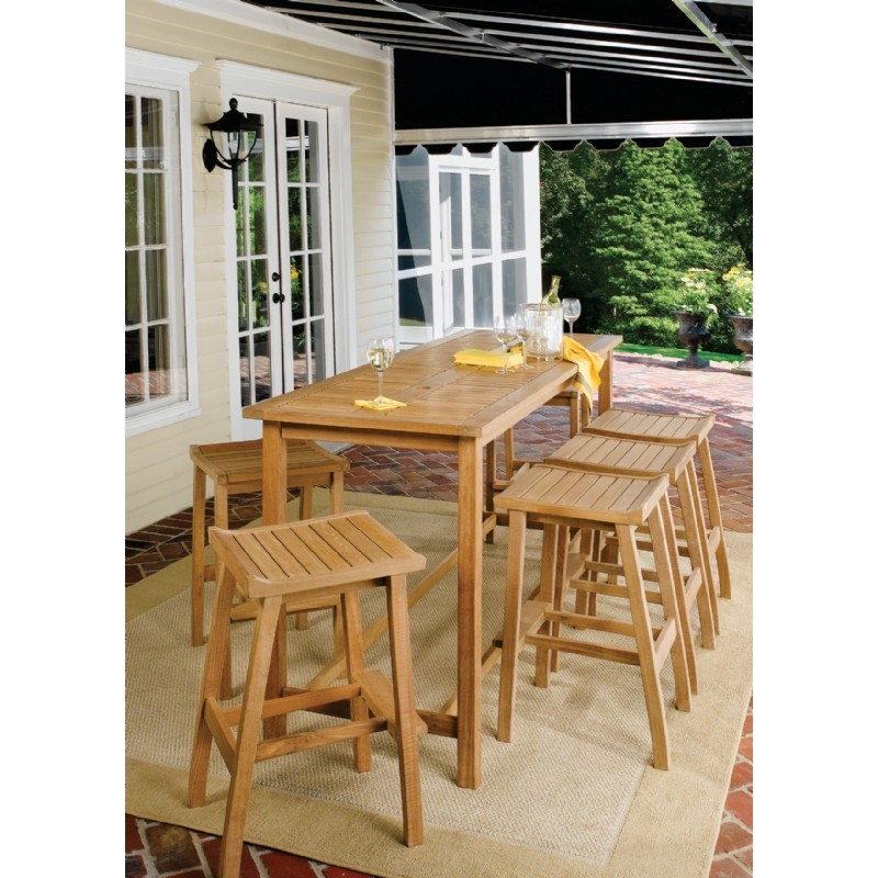 Shorea Wood Dartmoor Rectangle Outdoor Bar Table 79 inch Natural alternative photo #1