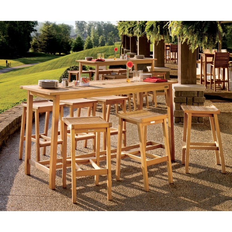 Shorea Wood Dartmoor Rectangle Outdoor Bar Table 79 inch Natural alternative photo #2