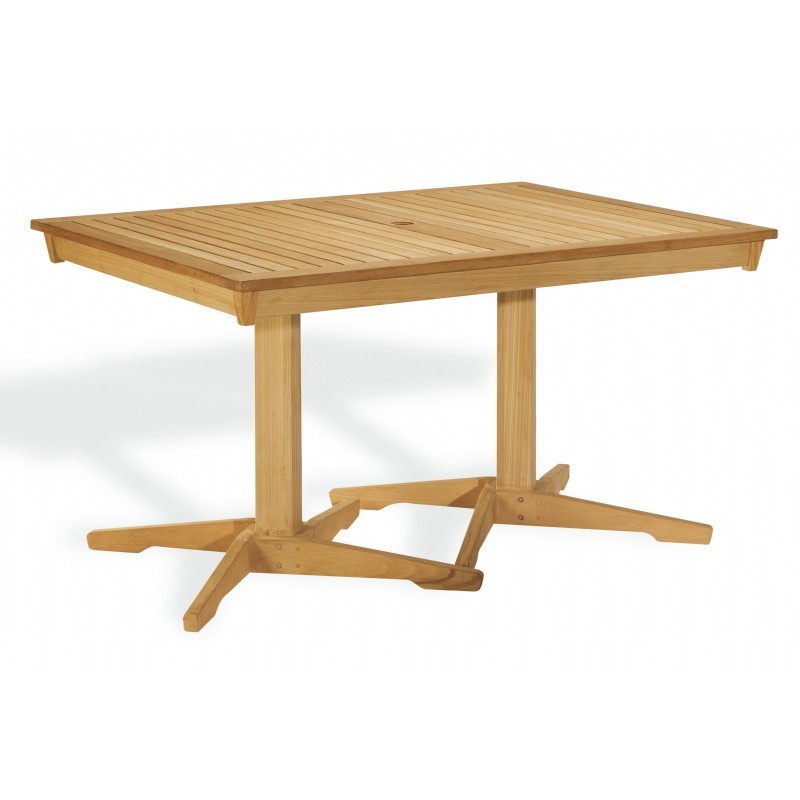 Shorea Wood Rectangle Pedestal Outdoor Dining Table 58 inch