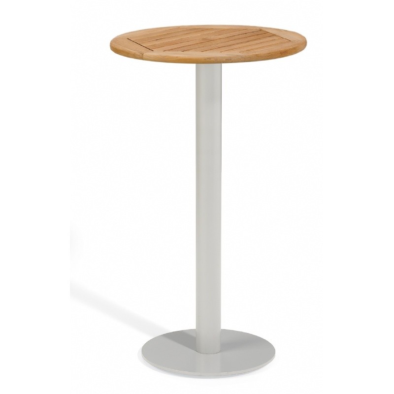 Travira Aluminum Teak-Top Outdoor Bar Table 24 Inch