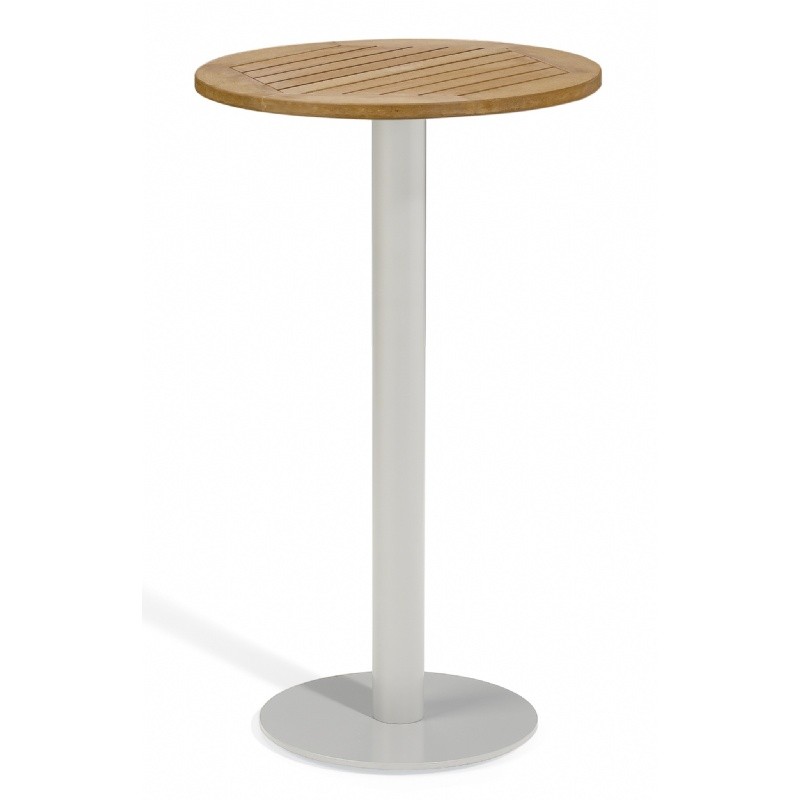 Travira Aluminum Tekwood Natural Top Outdoor Bar Table 24 Inch