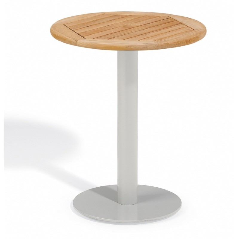 Travira Aluminum Teak-Top Outdoor Bistro Table 24 Inch