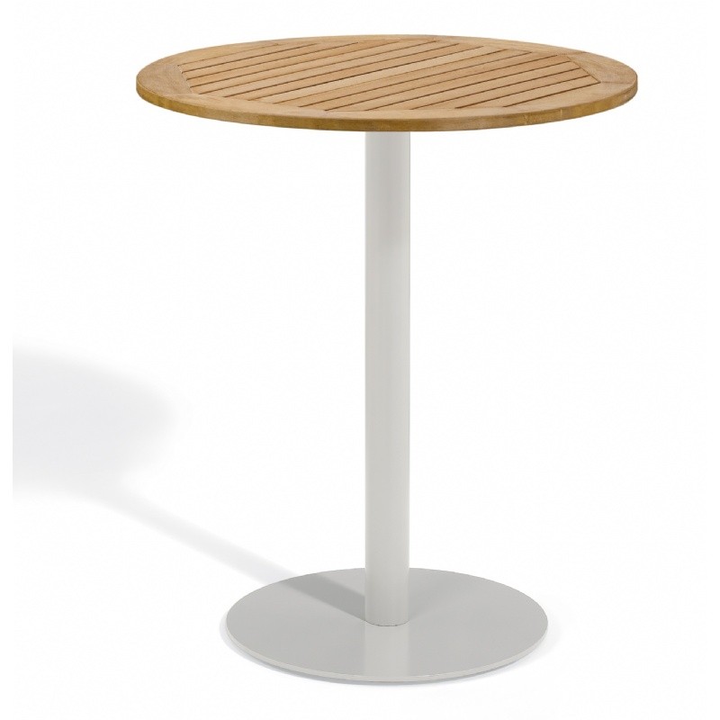 Travira Aluminum Teak Top Outdoor Bar Table 36 Inch