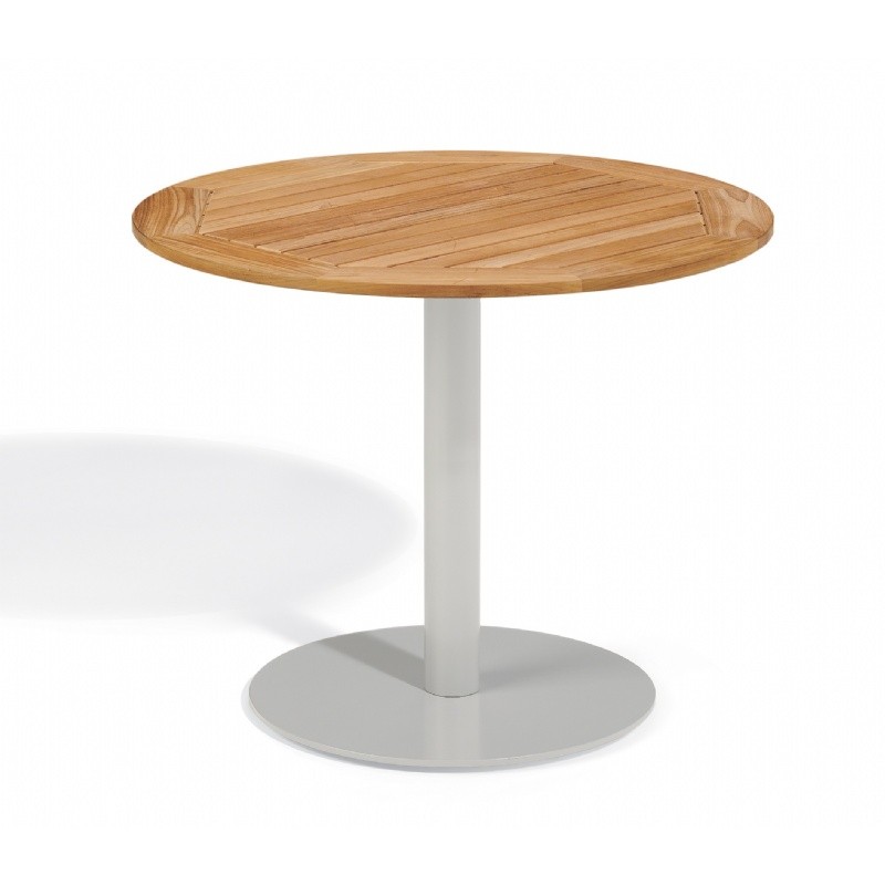 Travira Aluminum Teak-Top Outdoor Bistro Table 36 Inch