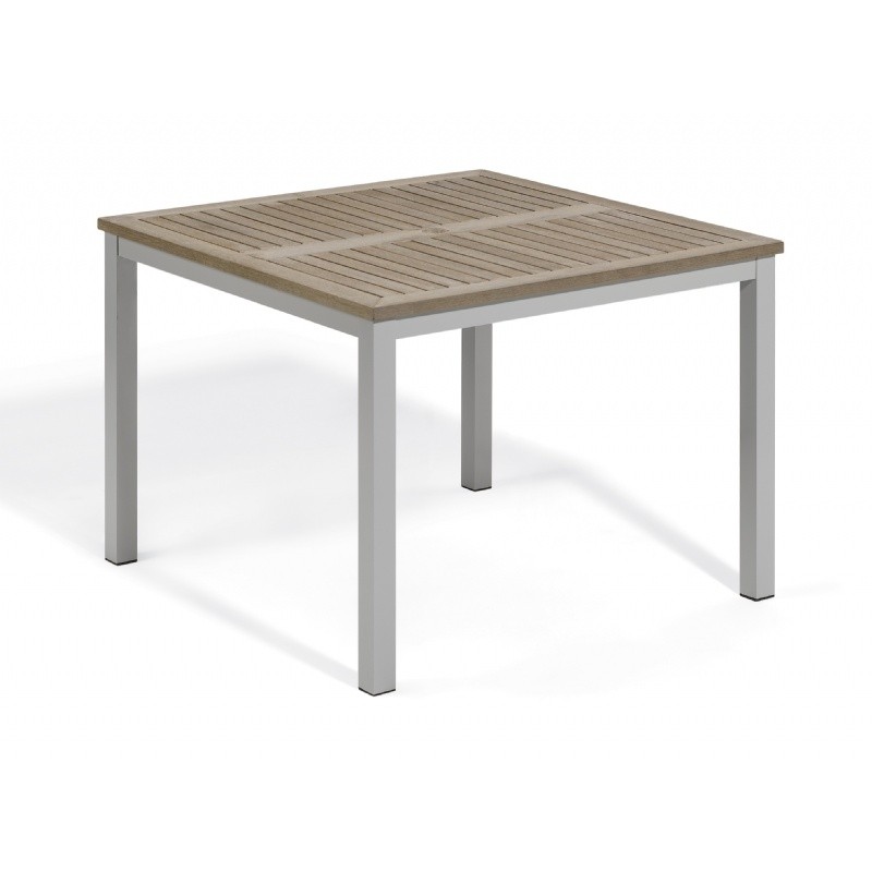 Travira Aluminum Tekwood Vintage Top Square Dining Table 39 Inch