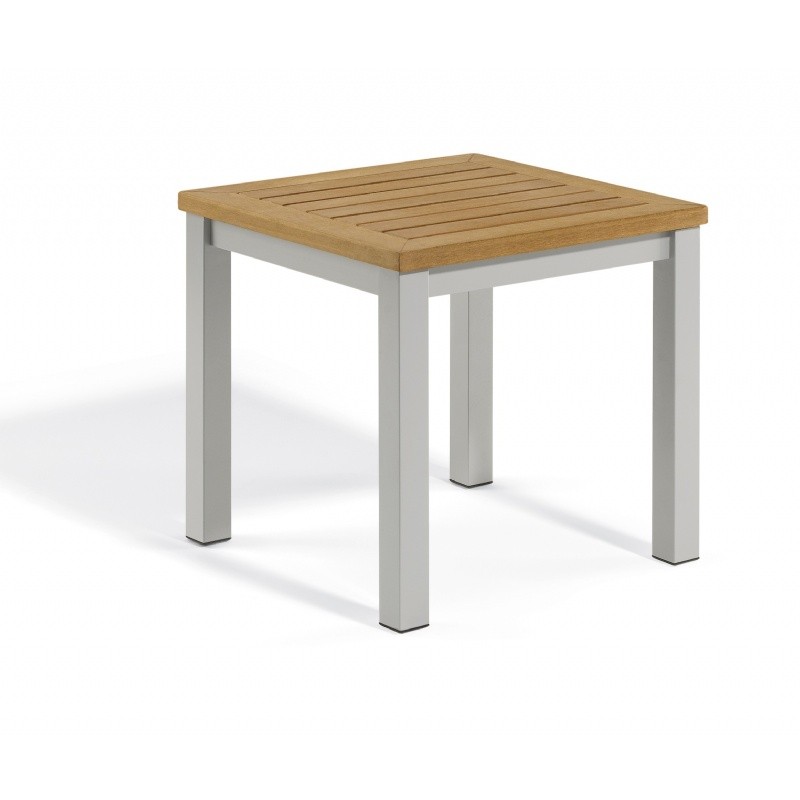 Travira Aluminum Tekwood Natural Top Square Side Table