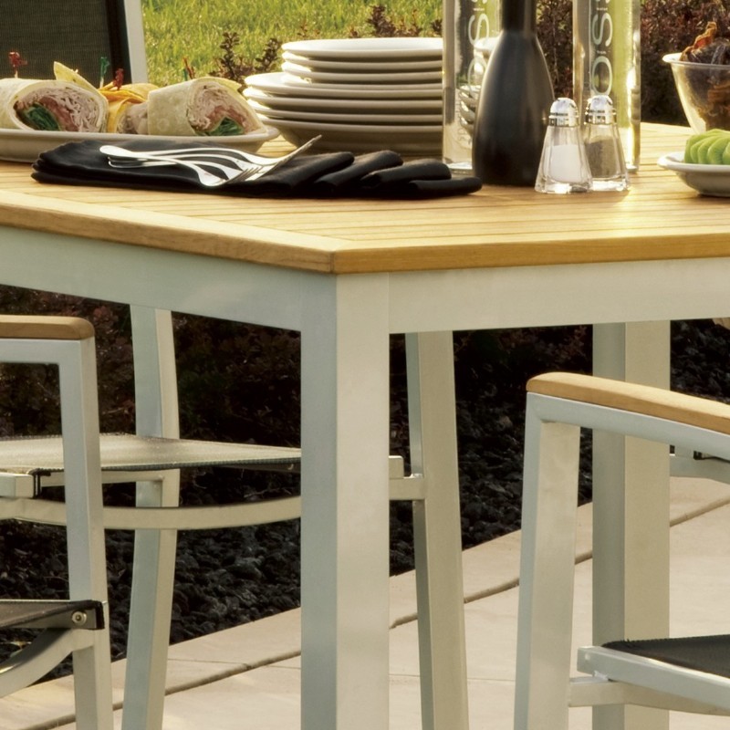 Travira Aluminum Teak-Top Square Dining Table 40 inch alternative photo #1