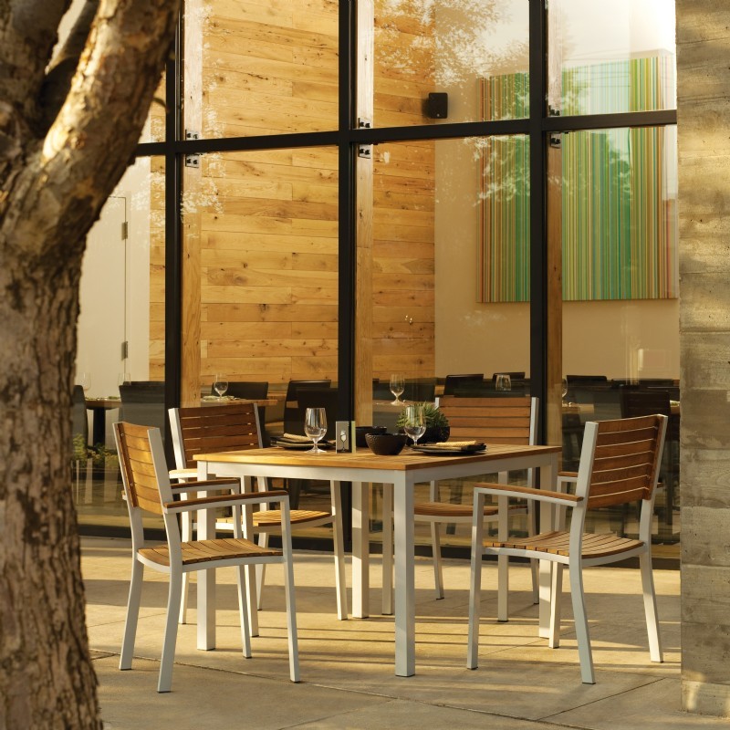 Travira Aluminum and Teak Outdoor Dining Set 5 piece