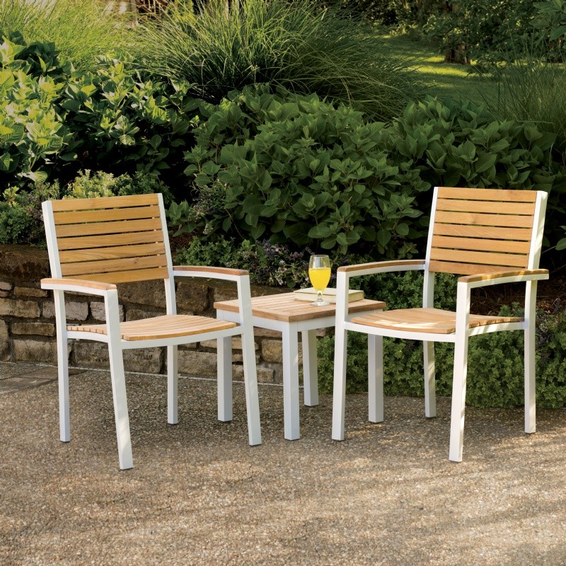 Travira Aluminum Teak-Top Square Side Table alternative photo #0