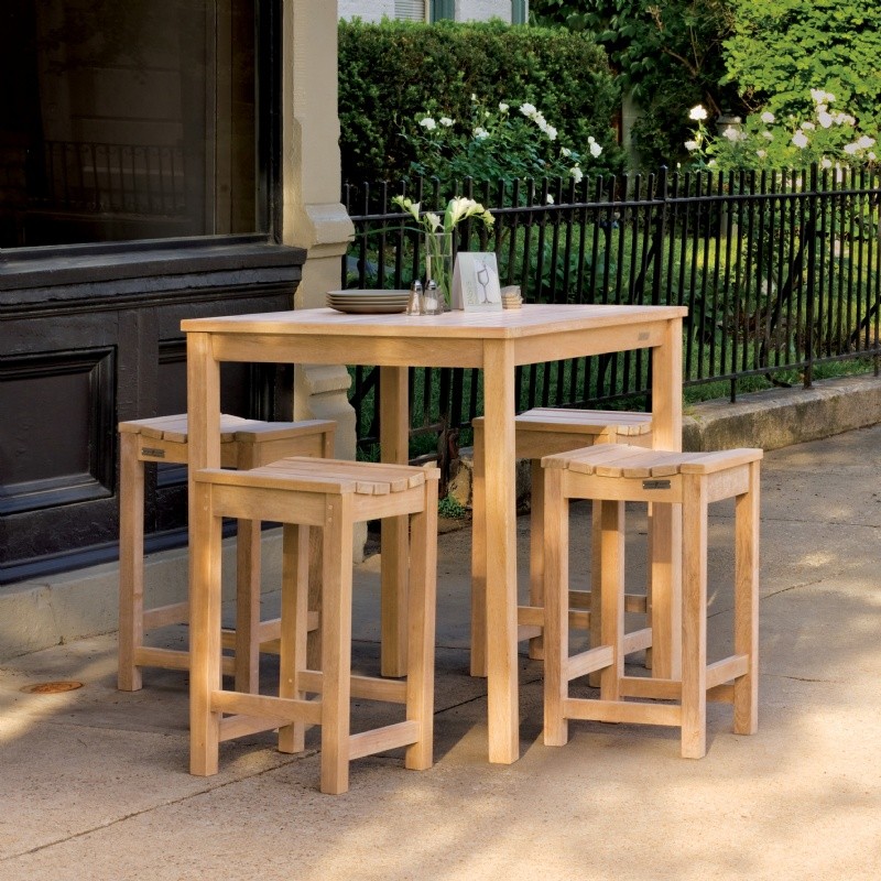 Shorea Wood Outdoor Counter Dining Set 5 Piece : Patio Sets