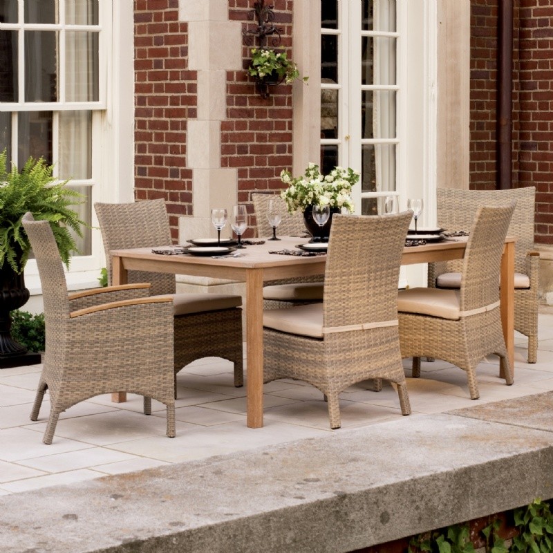 Torbay Outdoor Wicker Rectangle Patio Dining Set 7 Piece : Patio Sets