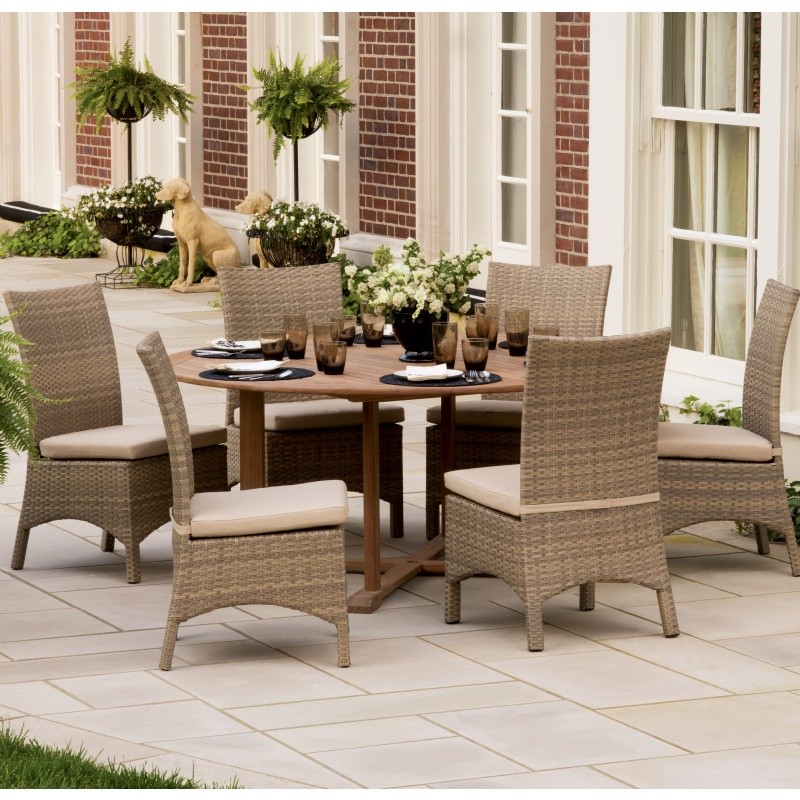 Outdoor Furniture: Oxford Garden: Shorea Collection: Torbay Outdoor Wicker Round Patio Dining Set 7 Piece