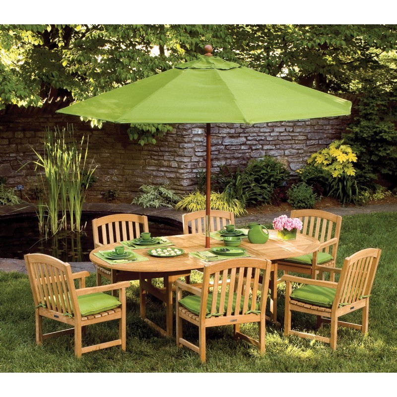 Outdoor Furniture: Outdoor Patio Dining Sets: Shorea Wood Chadwick Oblong Outdoor Dining Set 7 Piece