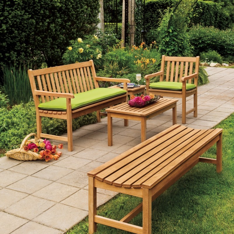 Outdoor Furniture: Outdoor Deep Seating Sets: Shorea Wood Classic Outdoor Bench Seating Set 4 piece