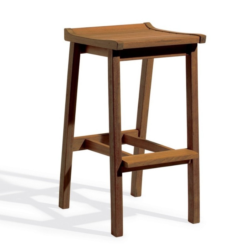 Outdoor Furniture: Bar Stools: Shorea Wood Dartmoor Outdoor Bar Stool Brown Umber