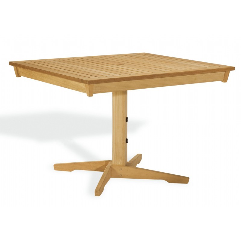 Outdoor Furniture: Rectangle Dining Tables: Shorea Wood Rectangle Pedestal Outdoor Dining Table 45 inch